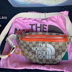 The North Face Men’s Beige and Orange Logo Belt Bag